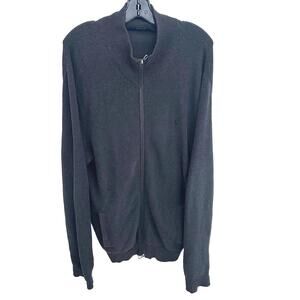 Polo Ralph Lauren Men's Dark Gray Full-Zip Cotton Knit Sweater - XXL